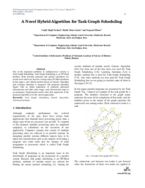 (PDF) A Novel Hybrid Algorithm for Task Graph Scheduling