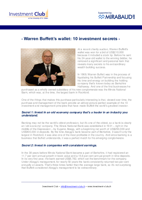 (PDF) Buffetts investment secrets