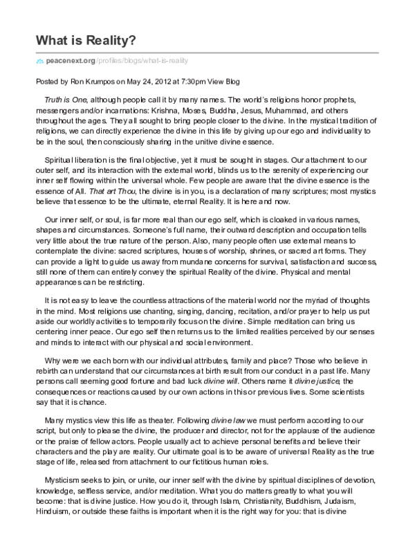 (PDF) What is Reality?