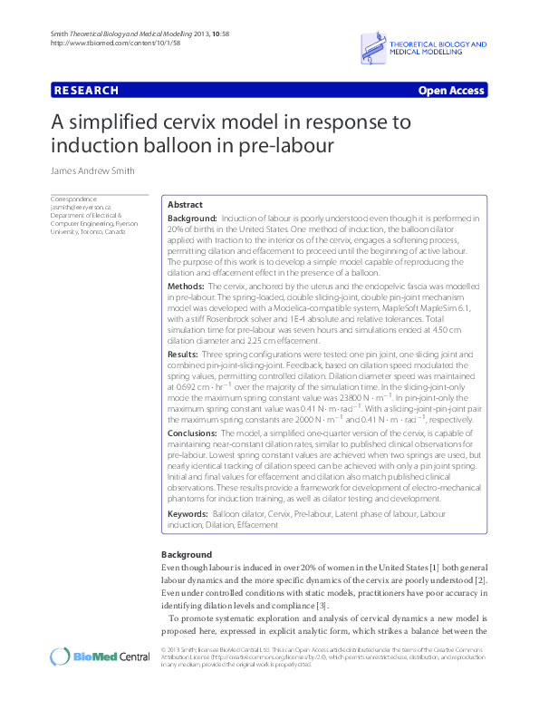 (PDF) A simplified cervix model in response to induction balloon in pre