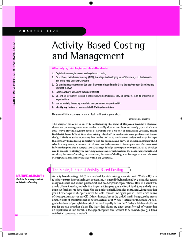 (PDF) PART I INTRODUCTION TO COST MANAGEMENT Activity-Based Costing and ...