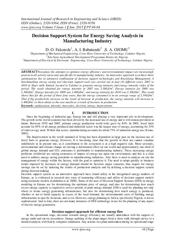 (PDF) Decision Support System for Energy Saving Analysis in ...