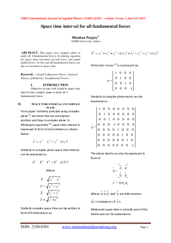 (PDF) Space time interval for all fundamental forces