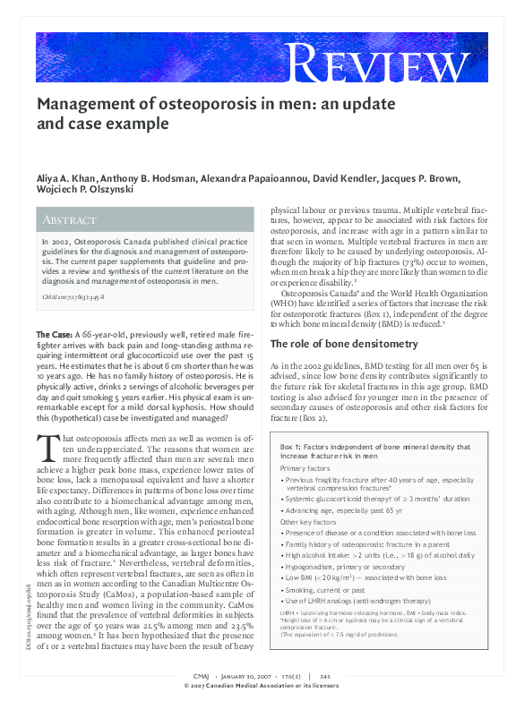 (PDF) Management of osteoporosis in men: an update and case example