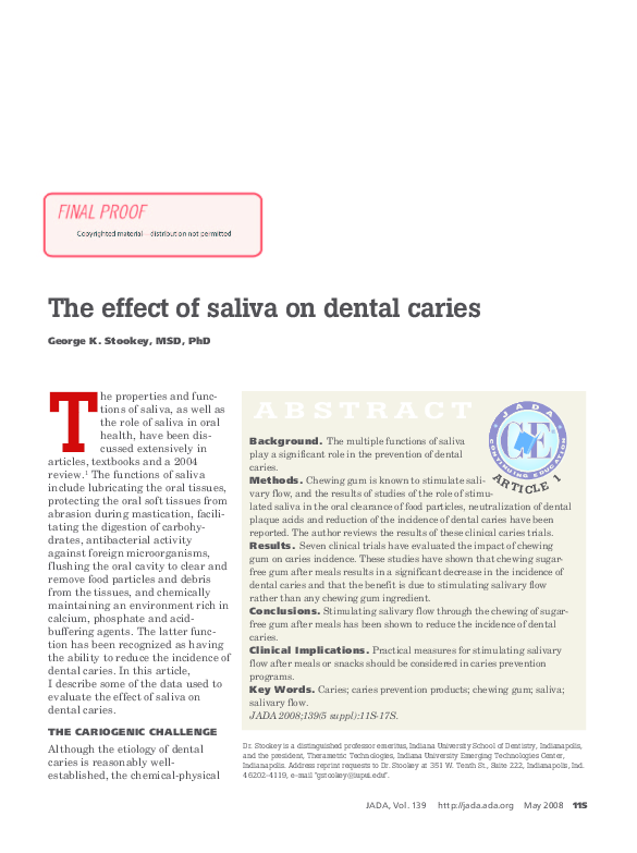 (PDF) The effect of saliva on dental caries Esther Lopez Academia.edu