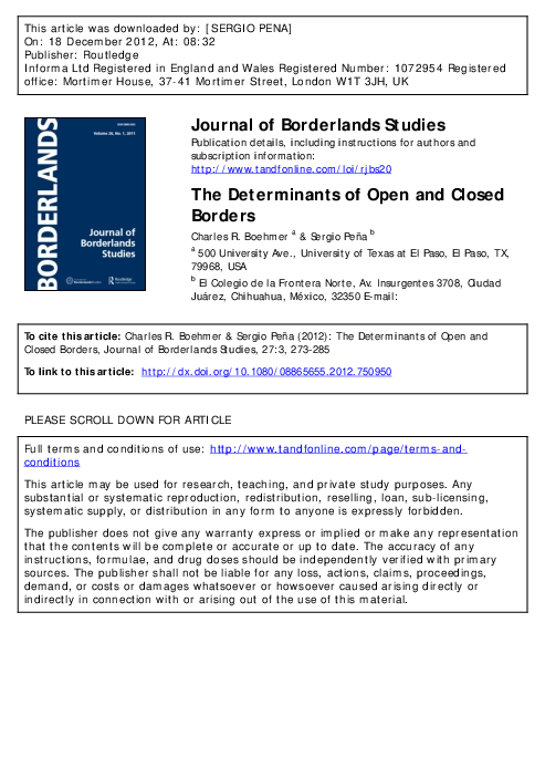 (PDF) The Determinants of Open and Closed Borders