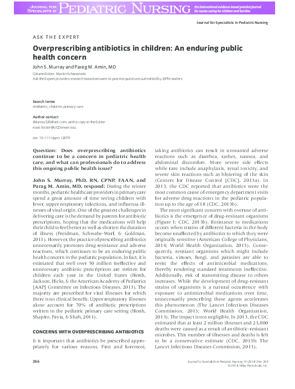 (PDF) A Overprescribing antibiotics in children: An enduring public ...