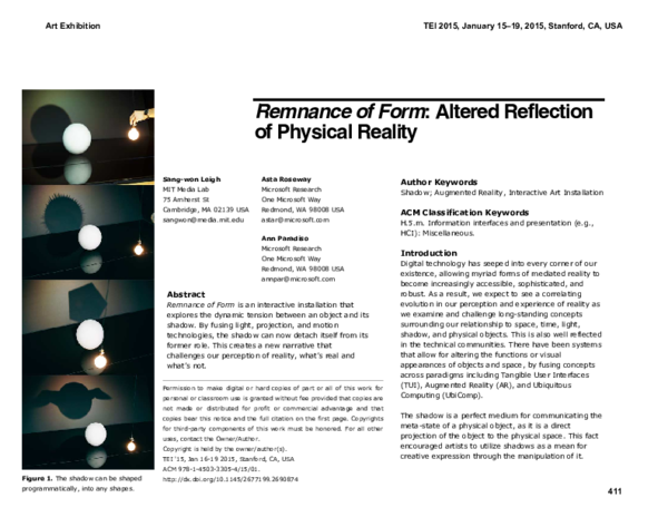 (PDF) Remnance of Form: Altered Reflection of Physical Reality