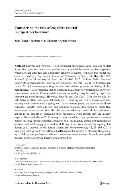 (PDF) Considering the Role of Cognitive Control in Expert Performance