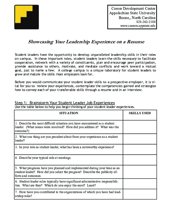 (PDF) Showcasing Your Leadership Experience on a Resume