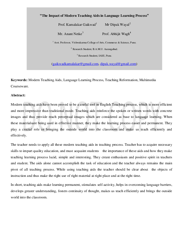 (PDF) The Impact of Modern Teaching Aids in Language Learning Process