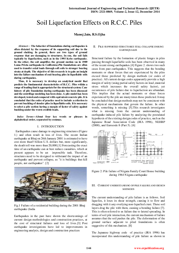 (PDF) Soil Liquefaction Effects on R.C.C. Piles