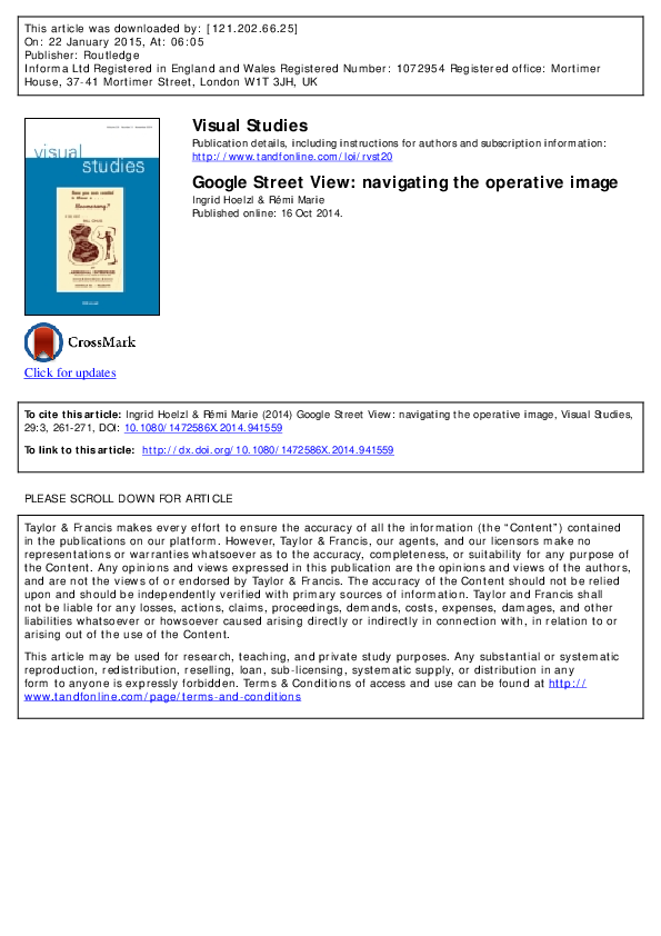 (PDF) Google Street View: Navigating the Operative Image