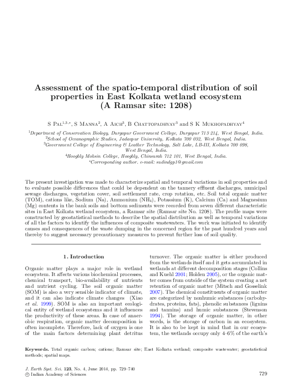 (PDF) Assessment of the spatio-temporal distribution of soil properties ...
