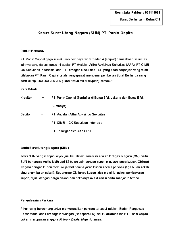 Contoh Kasus Surat Berharga Dan Penyelesaiannya Allyssa News Contoh Kasus Surat Berharga Dan Penyelesaiannya Allyssa News