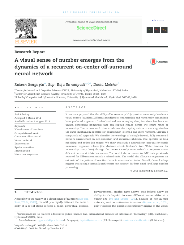  pdf a visual sense of number emerges from the dynamics of a recurrent