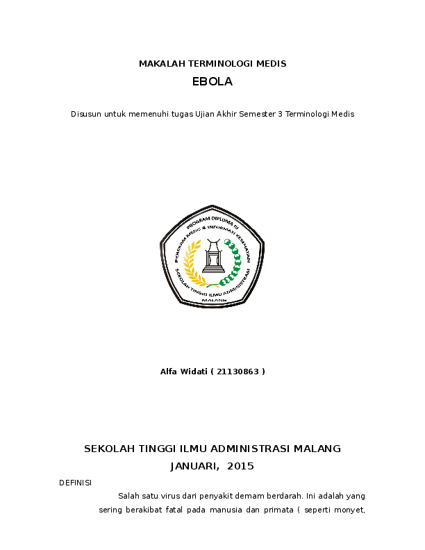Doc Penyakit Ebola Alfa Widati Academia Edu