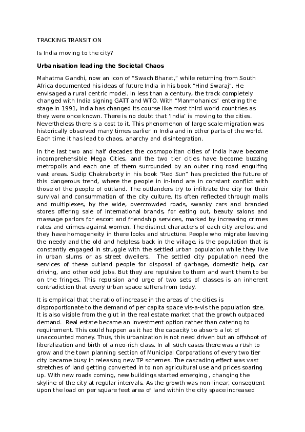 (DOC) Tracking Transition (in Indian context) Pallav Moitra