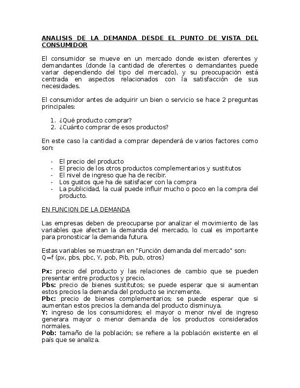 (DOC) ANALISIS DE LA DEMANDA DESDE EL PUNTO DE VISTA DEL CONSUMIDOR