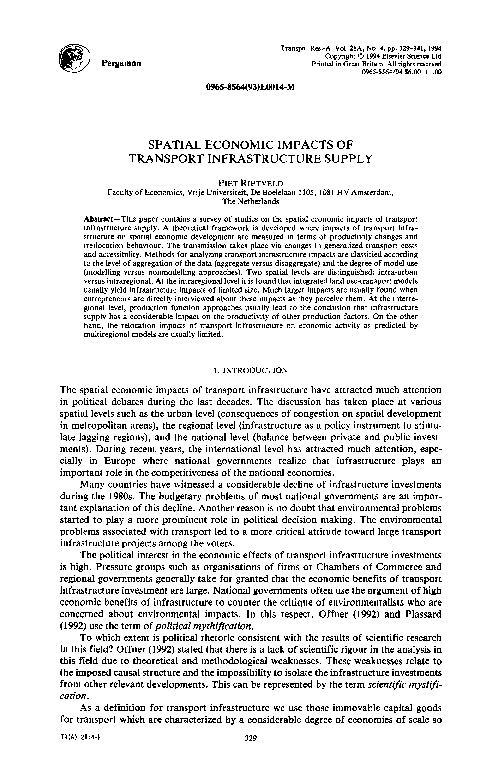 (PDF) SPATIAL ECONOMIC IMPACTS OF TRANSPORT INFRASTRUCTURE SUPPLY