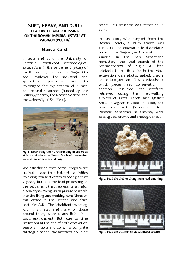 (PDF) SOFT, HEAVY, AND DULL: Lead and Lead-Processing on the Roman ...