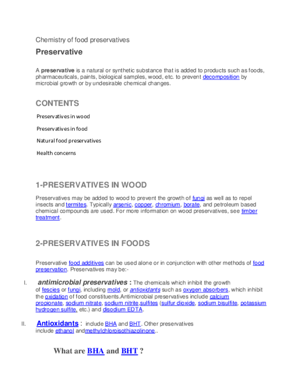 (PDF) Food Preservatives