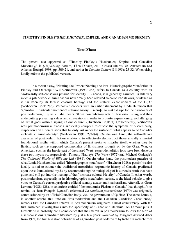 Timothy findley essay 08 image