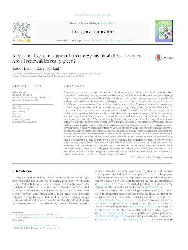 (PDF) A system of systems approach to energy sustainability assessment ...