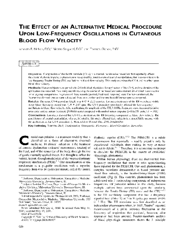 (PDF) Nelson KE, Sergueef N, Glonek T. The Effect of an Alternative