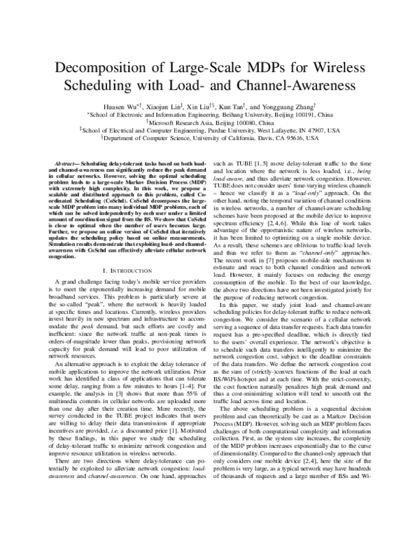 (PDF) Decomposition of Large-Scale MDPs for Wireless Scheduling with ...