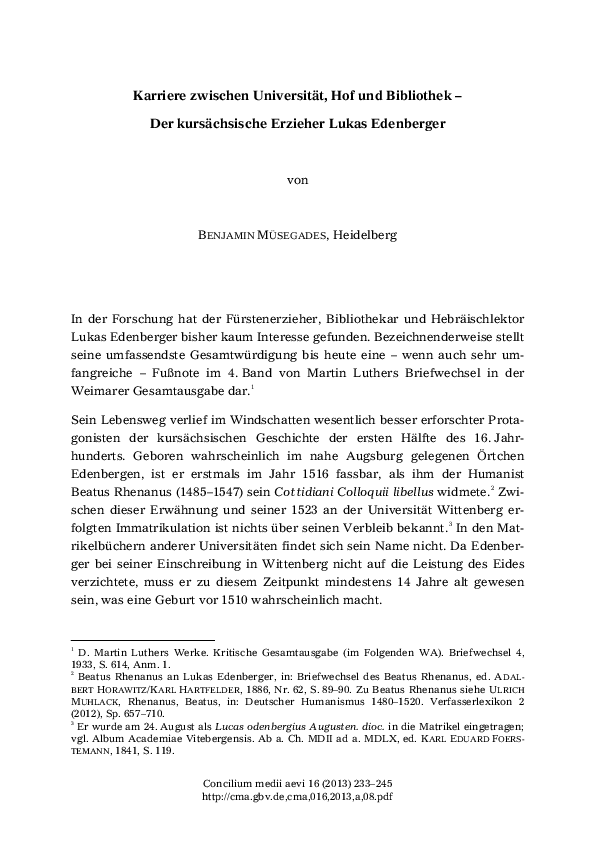 (PDF) Karriere zwischen Universität, Hof und