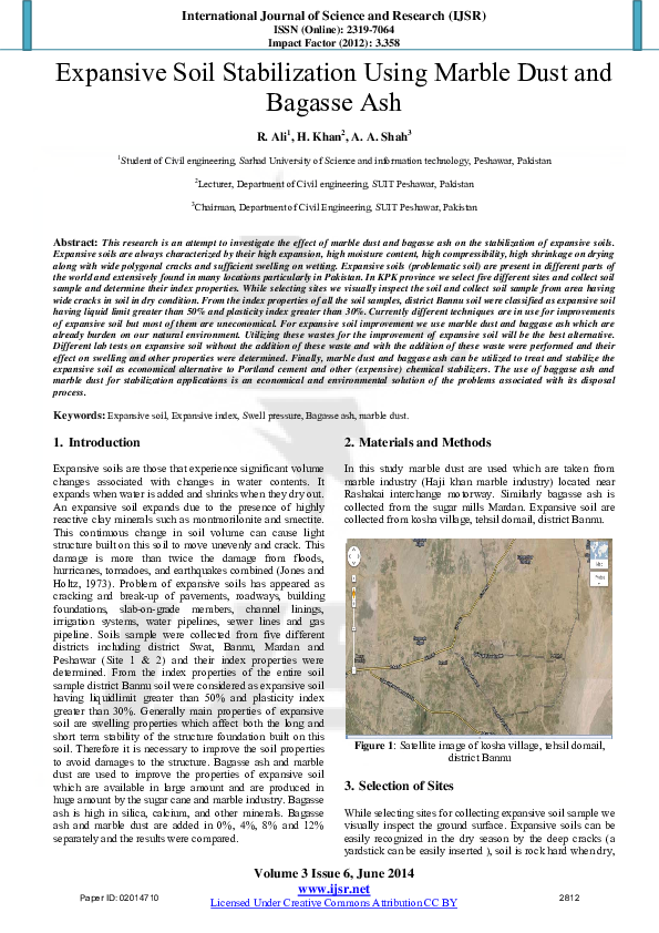 (PDF) Expansive Soil Stabilization Using Marble Dust and Baggas Ash