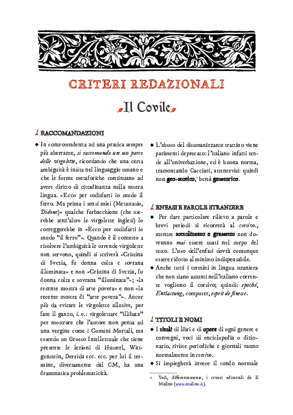 (PDF) Criteri redazionali della rivista «Il Covile»