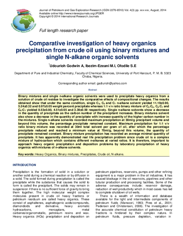(PDF) Comparative investigation of heavy organics precipitation from ...
