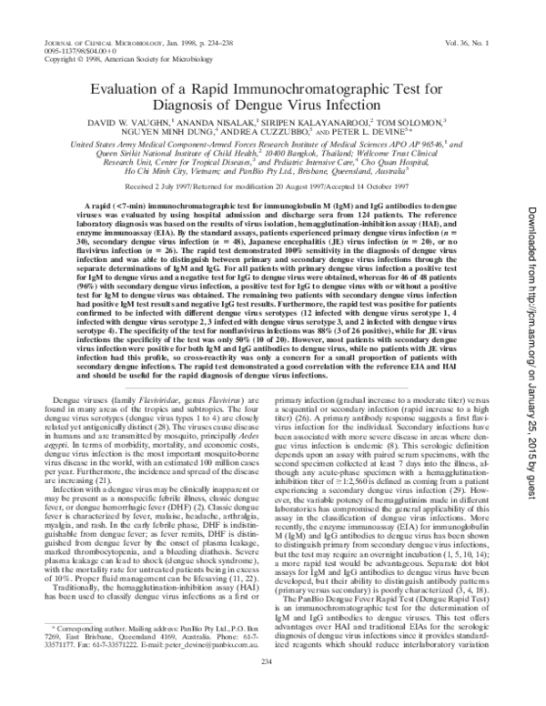 (PDF) Evaluation of a Rapid Immunochromatographic Test for Diagnosis of ...