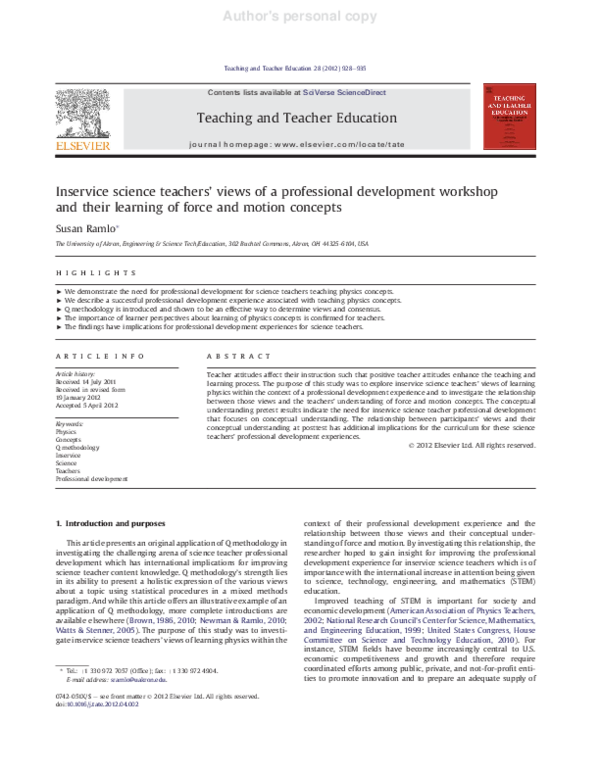 (PDF) Inservice science teachers’ views of a professional development ...