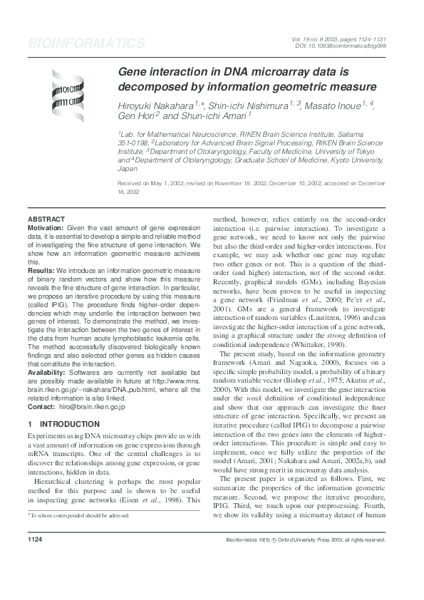 (PDF) Gene Interaction in DNA Microarray Data Is Decomposed by ...