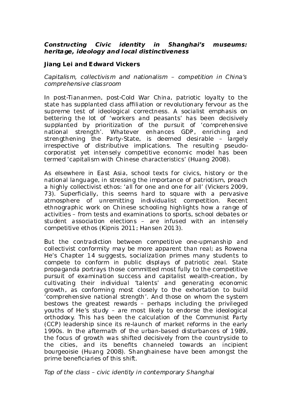 (DOC) Constructing Civic Identity in Shanghai’s Museums: heritage ...
