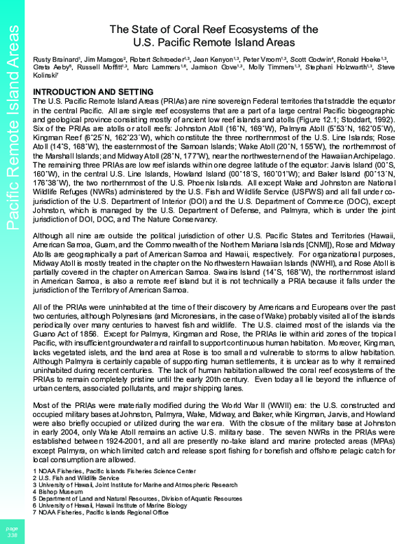 (PDF) The State of Coral Reef Ecosystems of the U.S. Pacific Remote ...