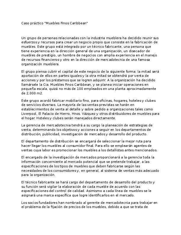 (DOC) Caso práctico "Muebles Finos Caribbean" | Joanne Vàsquez