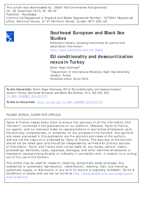 (PDF) EU Conditionality and Desecuritization Nexus in Turkey