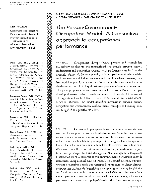 (PDF) Mary Law PEO model