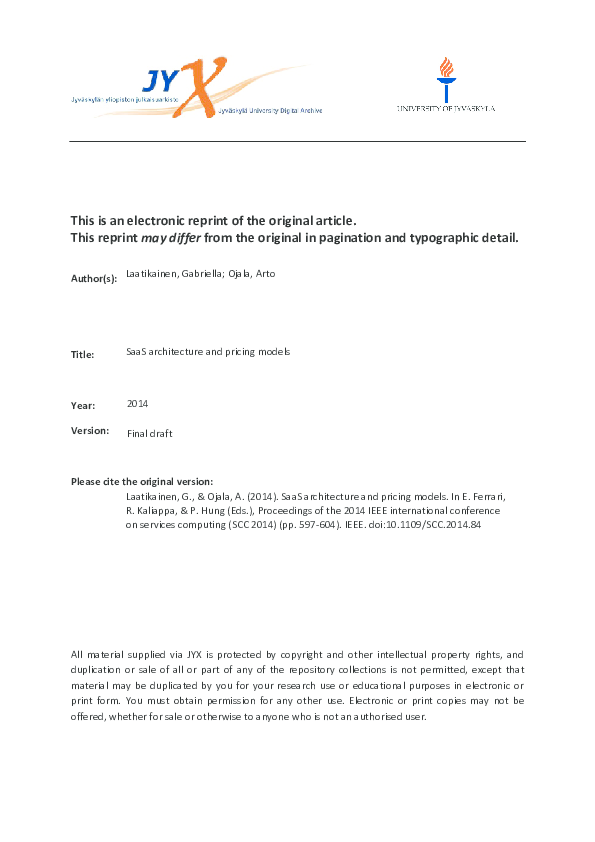 Saas Architecture And Pricing Models Saas Architecture And Pricing Models