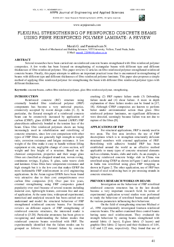 (PDF) FLEXURAL STRENGTHENING OF REINFORCED CONCRETE BEAMS USING FIBRE ...