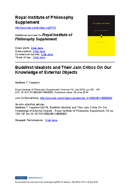 First page of “Buddhist Idealists and their Jain Critics”