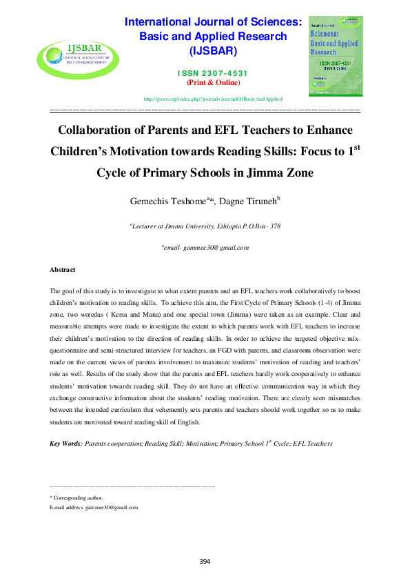 (PDF) Collaboration of Parents and EFL Teachers to Enhance Children’s ...