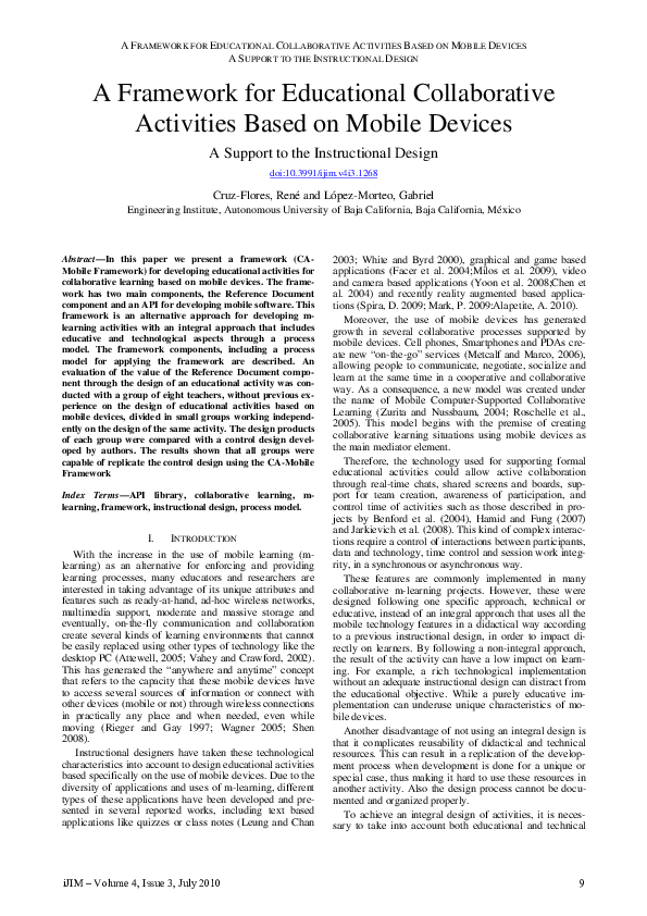 (PDF) A Framework for Educational Collaborative Activities Based on ...