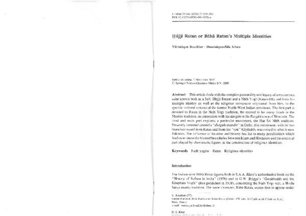 Hajji Ratan or Bābā Ratan’s Multiple Identities