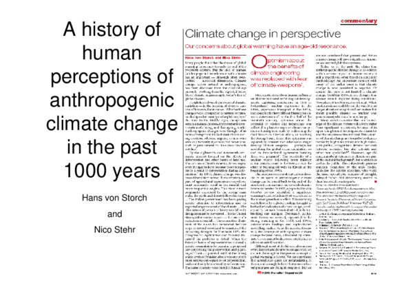 A history of human perceptions of anthropogenic climate change in the ...