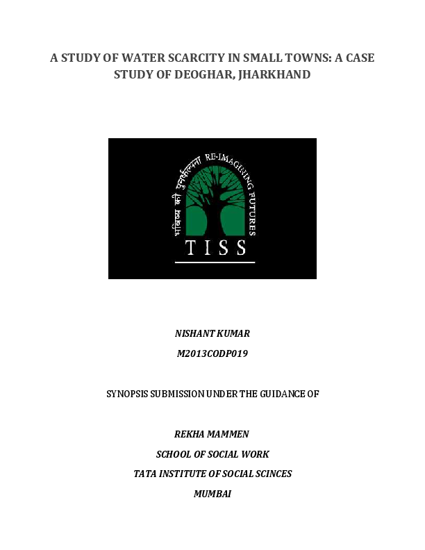 (PDF) A STUDY OF WATER SCARCITY IN SMALL TOWNS: A CASE STUDY OF DEOGHAR ...